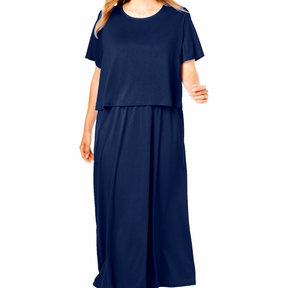 Plus Size Popover Dress Navy 22/24